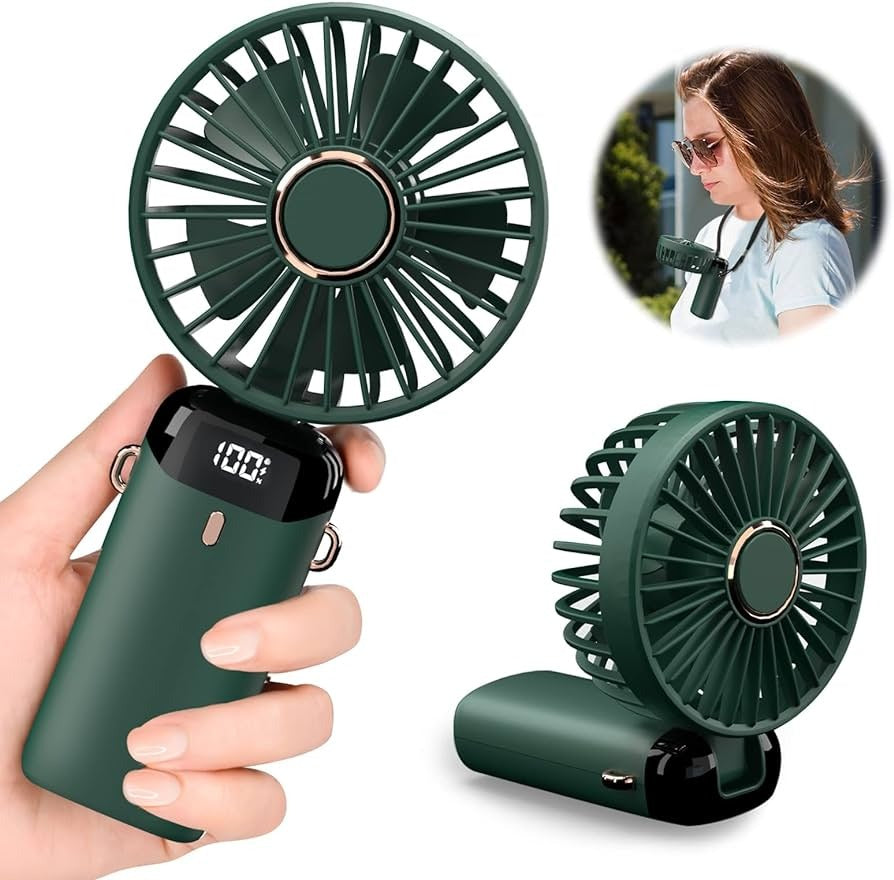 5-in-1 portable rechargeable mini fan with digital display