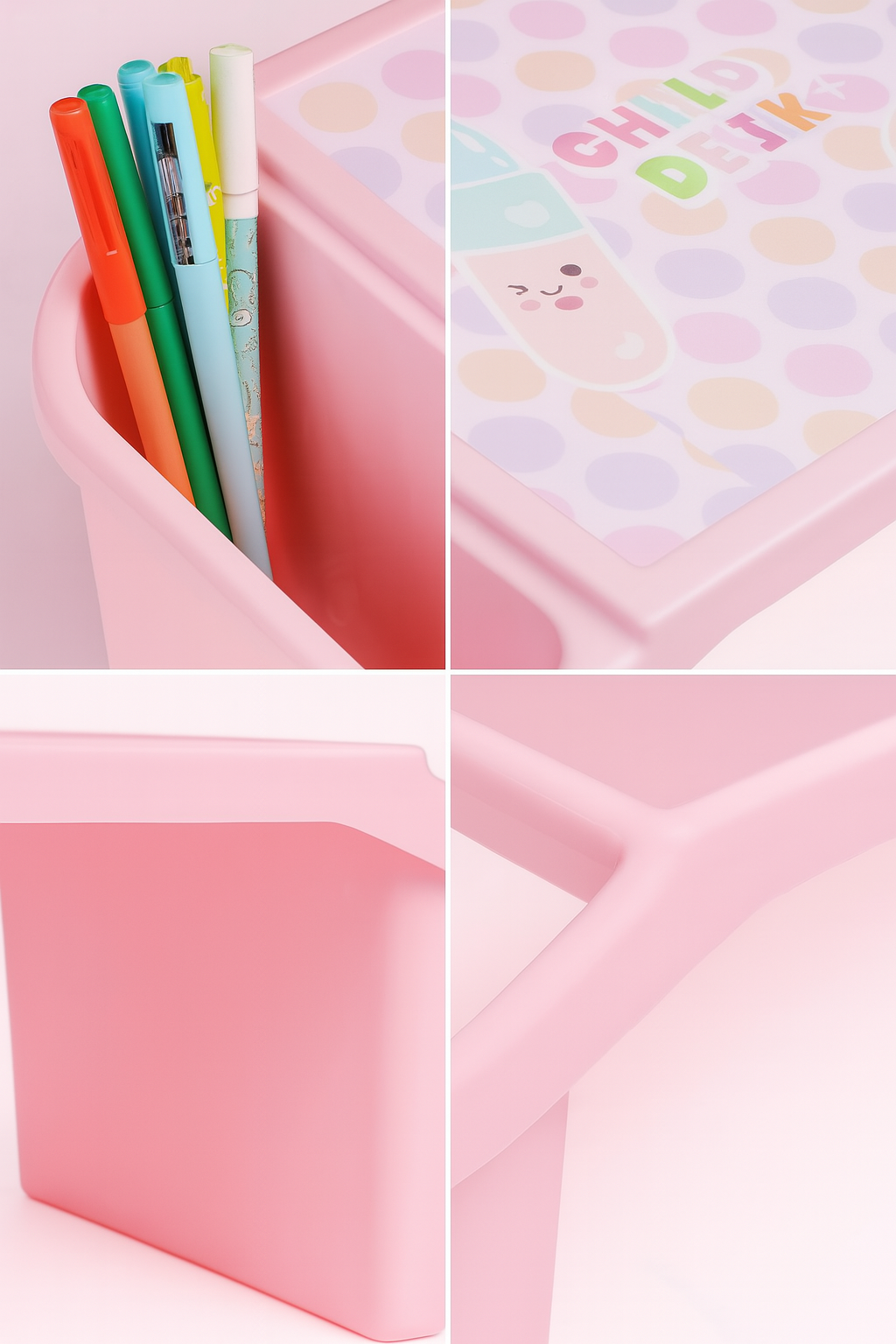 Portable study table for kids with side storage – random colour