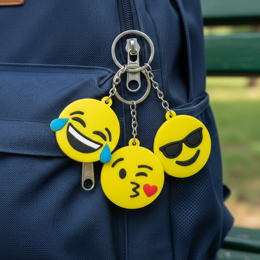 Pack of 3 emoji keychains for kids – random designs
