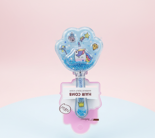 Unicorn glitter hair brush for kids – random colour