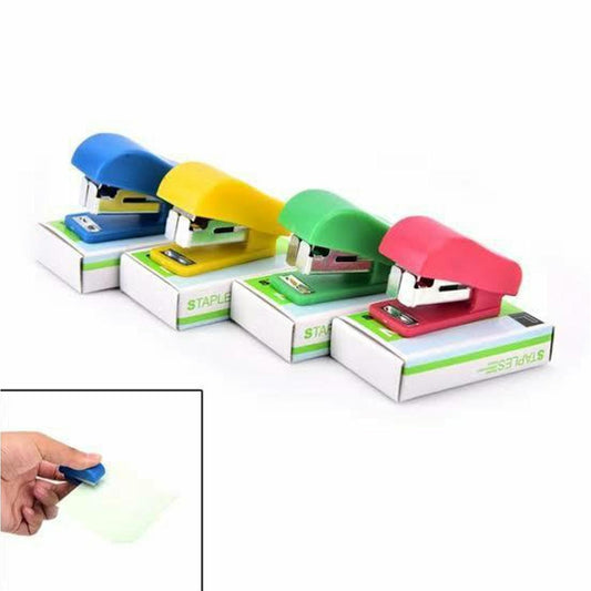 Pack of 2 mini staplers with pins for school, office and study – random colour