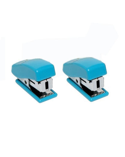 Pack of 2 mini staplers with pins for school, office and study – random colour